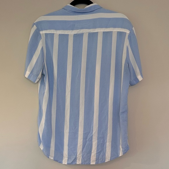 Denim & Flower Ricky Singh Men’s L Button Down Blue and White Striped Shirt - Picture 2 of 6